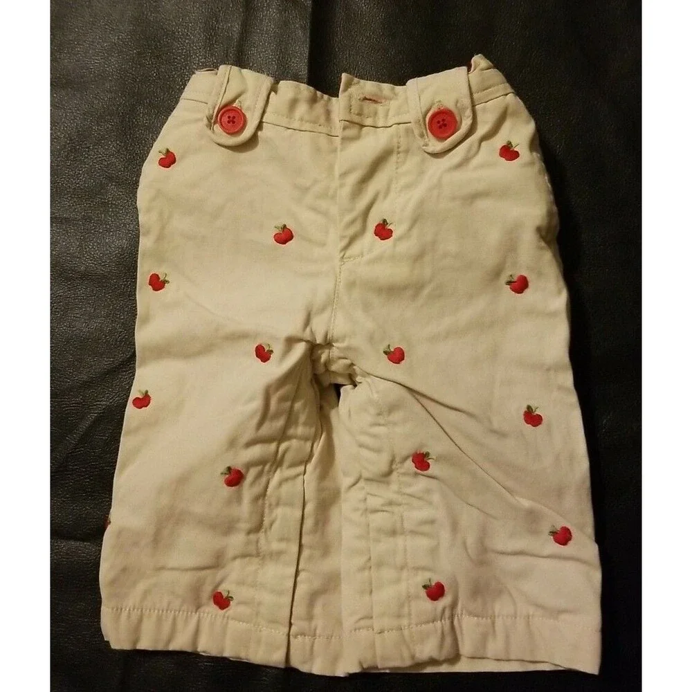 Girl's 3-6 months Gap beige with red apples lined solid red